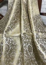Indian Banarasi Brocade Fabric, White &amp; Gold Bridal Fabric, Abaya, Fabri... - $7.49+