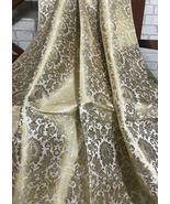 Indian Banarasi Brocade Fabric, White &amp; Gold Bridal Fabric, Abaya, Fabri... - $7.49+