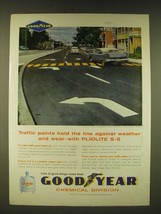 1961 Goodyear Piolite S-5 Traffic Paint Ad - Traffic paints hold the line  - $18.49
