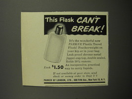 1952 Parker of London Plastic Travel Flask Ad - This flask can&#39;t break! - £14.53 GBP