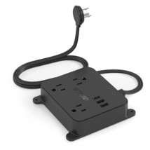 Flat Plug Power Strip - TROND 5FT Flat Extension Cord with 3 USB Charger, 3 AC O - £31.71 GBP