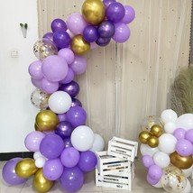 121 Pack Purple, White, Gold, Clear DIY Balloon Garland Arch Party Kit - $20.28