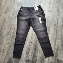 Time and Tru Women&#39;s High Rise Curvy Skinny Jeans Black Cotton Blend Sz ... - $17.80