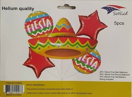 5 Pcs Balloons Bouquet Hat Fiesta Decoration Adult Happy Birthday Mexica... - £11.69 GBP