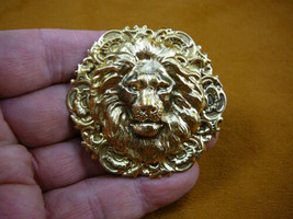 (B-LION-359) Lion big cat noble mane lover wild Lions round brass pin pendant - £18.77 GBP