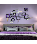 Purple Gray Wall Art, Geometric Square Wall Sculpture, 58x30 by Alisa - $376.19