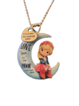 &quot;I Love You To The Moon &amp; Back&quot; Girl on the Moon Pendant Necklace - New - £10.38 GBP