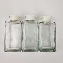 3 Rare Vintage Upjohn Medicine Pill Apothecary Wide Mouth Clear Glass White Top - £26.13 GBP