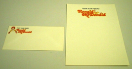From Your Friend Ronald Mc Donald Envelope/ Paper 1977 Rare Mcdonald&#39;s Stationary - £17.25 GBP