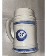 Vintage WILLIAMSBURG Salt Glazed Pottery Mug Cobalt Stripe 5&quot; - £6.33 GBP