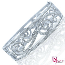 Women&#39;s 2.80 Ct Diamond Bangle Hinged Bracelet Art Deco 14k White Gold - £4,090.55 GBP