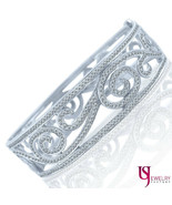 Women&#39;s 2.80 Ct Diamond Bangle Hinged Bracelet Art Deco 14k White Gold - £4,075.59 GBP