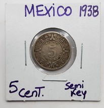 MEXICO  COIN 5 Cent 1938  Km#423  Semi Key ~ Circulated - £3.81 GBP