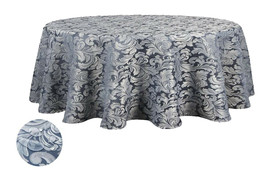 Tektrum 70&quot; Round Damask Tablecloth-Waterproof/Spill Proof/Stain Resistant -Blue - £17.48 GBP