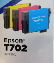 3PK T702 Remanufactured Inks For Epson 702 Workforce WF-3720 WF-3730 WF-... - £15.93 GBP