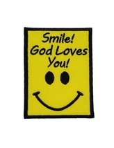 Smile! God Loves You! Smile Emoji Embroidered Applique Iron On Patch 2.2... - £4.20 GBP