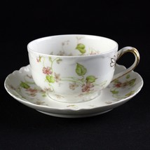 Haviland Limoges Schleiger 473 Pink Floral Cup &amp; Saucer Set, Antique France - £15.66 GBP