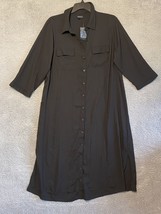 Torrid Dress Women Plus Size 0 L 12 Black Button Up Pockets Long Sleeve NWT - $31.68