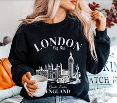 London Big Ben England Sweatshirt, Vintage Women&#39;s Great Britain Crewneck Sweate - £35.22 GBP