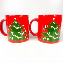 Vintage Waectersbach Western Germany Classic Red Christmas Tree Mugs Set Of 2 - £18.99 GBP