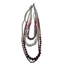 WHBM White House Black Market Multi-strand Beaded Necklace Red CrystalFa... - $21.46