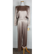 Vintage NWT Morgan Taylor Satin Champagne Taupe Open Back Jumpsuit Sz 8 - $74.25