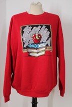 Vtg 90s Lee XL Red Bookworm Teacher Happy Holidays Cotton Blend Sweatshirt - £23.15 GBP