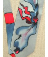 Hand Painted Abrstract Art Neck Tie/Necktie Silk gray black red 58&quot;x3.5&quot; - $18.71 CAD