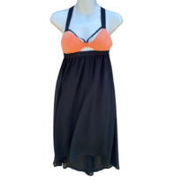 Hot &amp; Delicious Womens A Line Dress Black Coral Color Block Stretch V Neck S - £12.50 GBP
