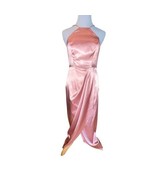 After Six Desert Rose Charmeuse Halter Midi Dress Draped Tulip Skirt 682... - $52.37 CAD