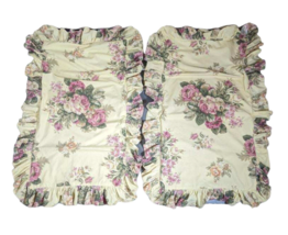 2 Vintage Cabbage Roses Pillow Sham Cottage Yellow King Shabby Ralph Lauren? - £66.02 GBP