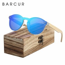 BARCUR Sunglasses Cat Eye Wood Bamboo Sunglasses Women Fashion Mirror - £21.19 GBP+