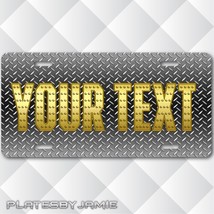 Your Text Name Personalized Custom License Plate Tag Silver DIAMOND PLATE Look - £15.55 GBP