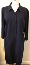 Lafayette 148 New York Button-Up Dress Size-16 Black Cotton Blend - £38.64 GBP