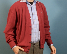 Burgundy Izod Button Down Sweater Size: M, Locoste - £68.42 GBP
