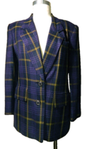 Business Womens Kasper Purple Yellow Plaid 2 Button Rayon Blazer Jacket ... - £27.24 GBP
