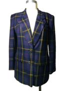 Business Womens Kasper Purple Yellow Plaid 2 Button Rayon Blazer Jacket ... - $47.37 CAD