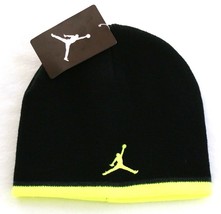 Nike Jordan Jumpman Black &amp; Volt Knit Beanie Skull Cap Youth Boy&#39;s 8-20 NWT - £15.85 GBP