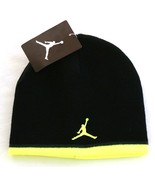 Nike Jordan Jumpman Black &amp; Volt Knit Beanie Skull Cap Youth Boy&#39;s 8-20 NWT - £15.76 GBP