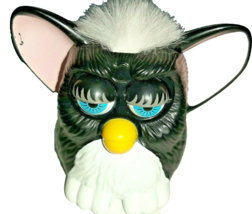 Furby 1998 Black Plastic White Haired Eyes Flutter McDonalds Vintage - £6.24 GBP