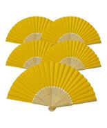 5pcs Golden Yellew Paper Fans Lot of 5 Five Folding Hand Fan Wedding Bam... - $144.67 MXN