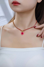 Aaa Cz Heart Rhinestone Chain Necklace - £18.70 GBP