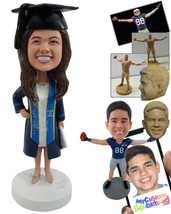Personalized Bobblehead Happy and excited freshly graduated girl with a nice gra - £72.72 GBP
