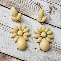 Vintage Earrings for Pierced Ears - Light Yellow Flower Dangle - £10.47 GBP
