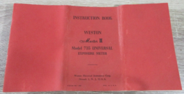 WESTON “Master II” Model 735 Universal Exposure Meter Instruction Manual / 1951 - £8.56 GBP