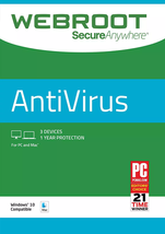 Webroot Secure Anywhere Antivirus, 6 Months, 1 Device, Key - $19.00