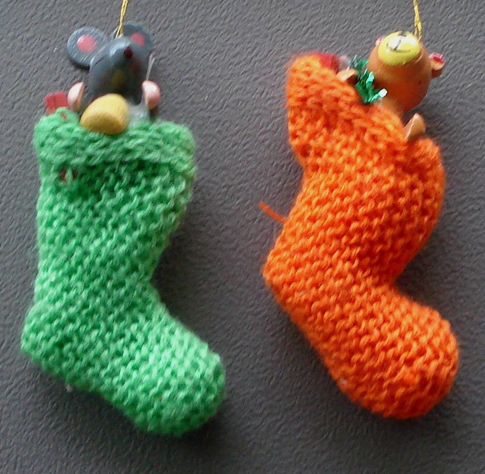 Set of 2 Cute Hand Made Stocking Ornaments, VG COND - $1.97