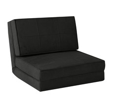 Flip Chair Convertible Bed Couch Comfy Lounger Kids Teens Dorm Room Chairs Black - £110.31 GBP