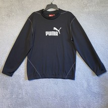 Mens Puma black pullover Sweatshirt Size Medium White Spellout Logo - $16.34