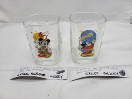 Vintage Mcdonalds 2000 Disney World &amp; Epcot Mickey Mouse Glasses Set Of 2 - £14.32 GBP